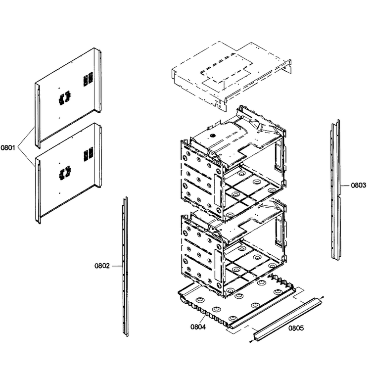 Cabinet Assy Diagram and Parts List for HBL5660UC 03 Bosch Wall Oven