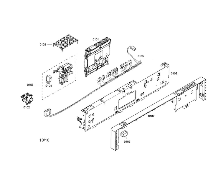 Control Module/fascia Panel Diagram and Parts List for SHX45P05UC 60 Bosch Dishwasher