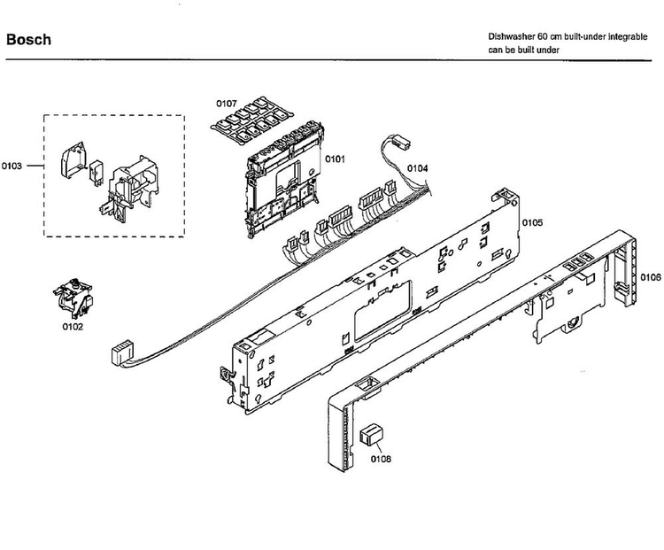 Control Panel Diagram and Parts List for SHX33M02UC 50 Bosch Dishwasher