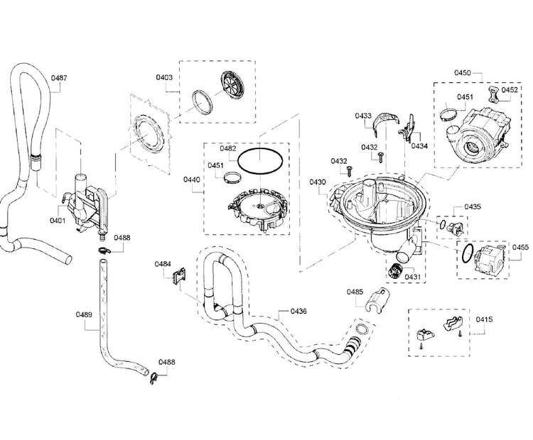 Pump Section Diagram and Parts List for SHX5AV52UC 22 Bosch Dishwasher