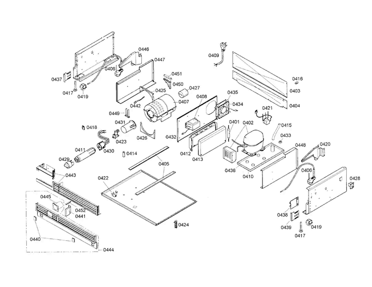 Compressor/condenser Diagram and Parts List for T30IF70NSP-03  Thermador Freezer