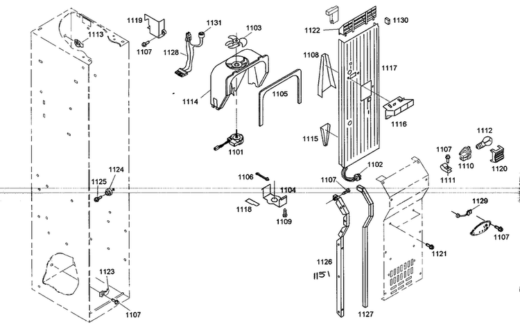 Duct Assy Diagram and Parts List for KBUIT4255E 01 Thermador Refrigerator