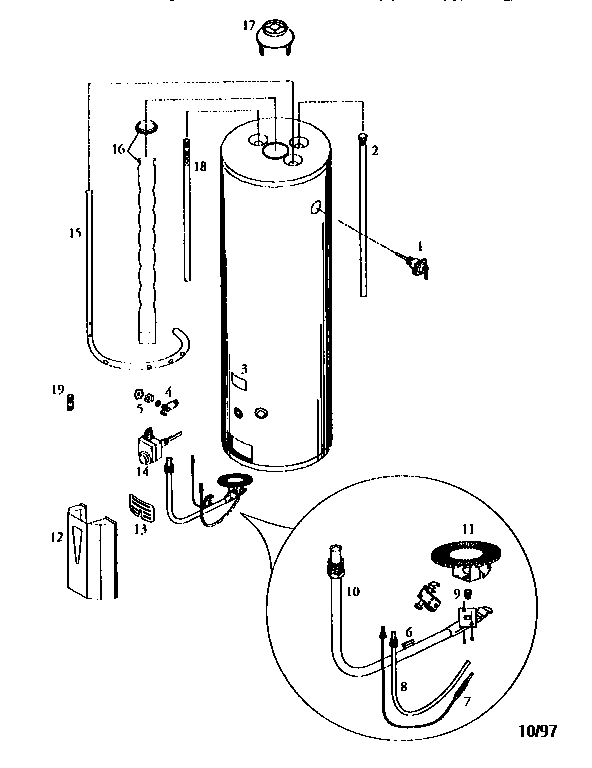50 Gal. High Altitude Diagram and Parts List for 153334576  Kenmore Water Heater