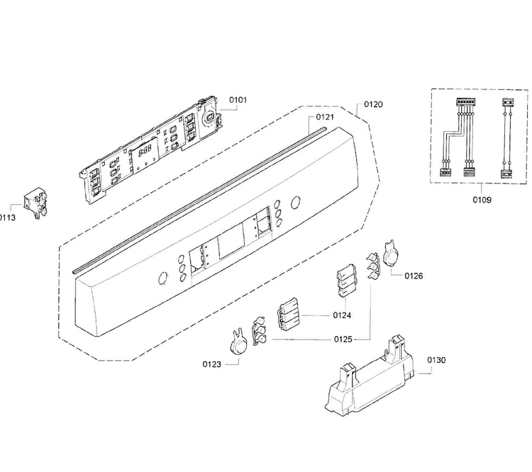 Control Panel Diagram and Parts List for SGE63E15UC 01 Bosch Dishwasher