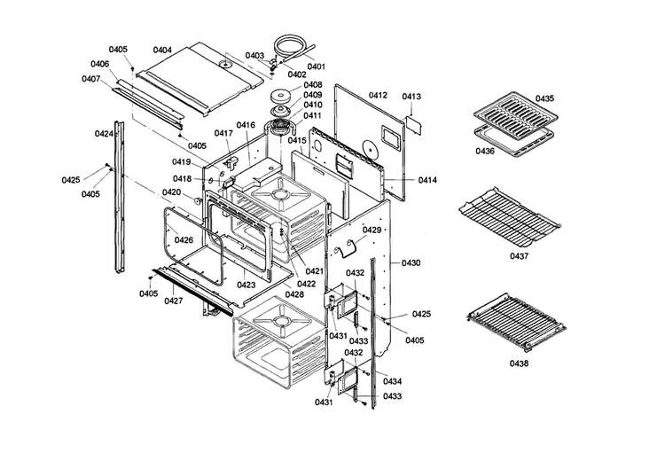 Frame Diagram and Parts List for HBL752AUC 02 Bosch Wall Oven