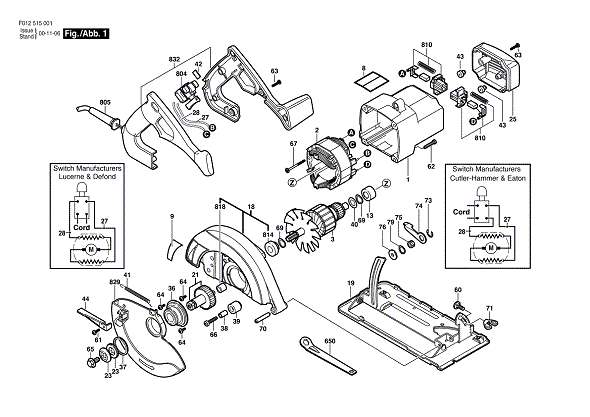 Bosch 5155 (F012515501) Diagram and Parts List for 5155 F012515501 Bosch Circular Saw