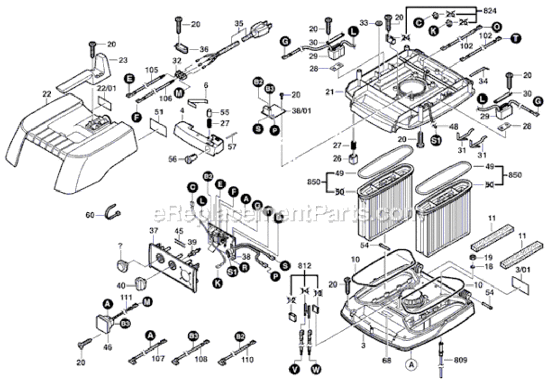 Page A Diagram and Parts List for 3931A 0601989161 Bosch Utility Vacuum