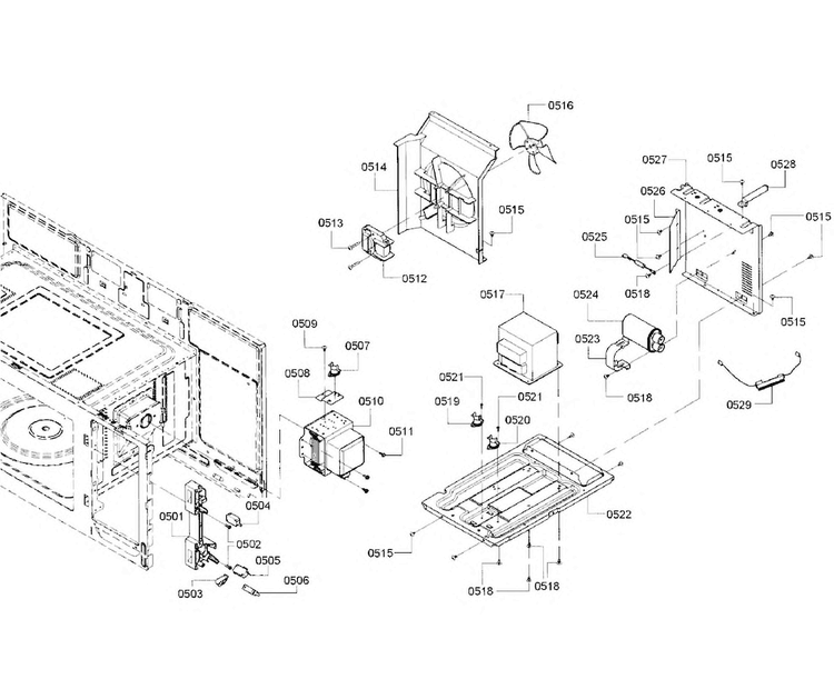 Convection Diagram and Parts List for HMV3052U 02 Bosch Microwave