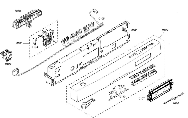 Control Panel Diagram and Parts List for SHE68M06UC 47 Bosch Dishwasher