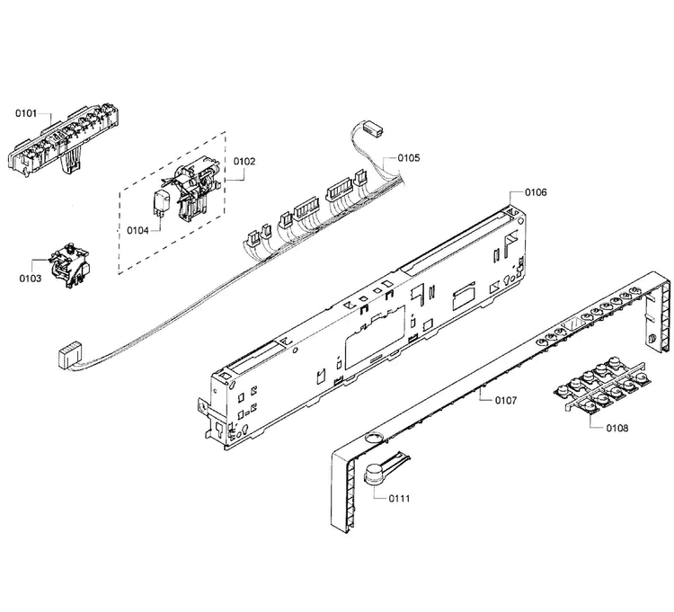 Controll Panel Diagram and Parts List for SHX68R55UC 67 Bosch Dishwasher