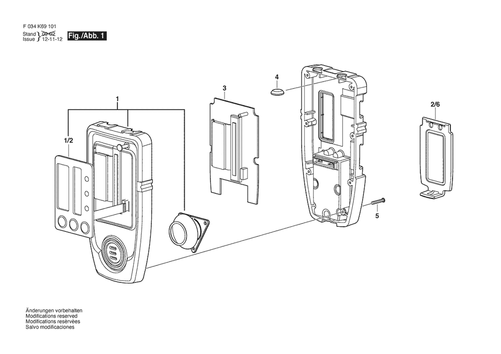 Section 1 Diagram and Parts List for F034K69012  Bosch Laser Level