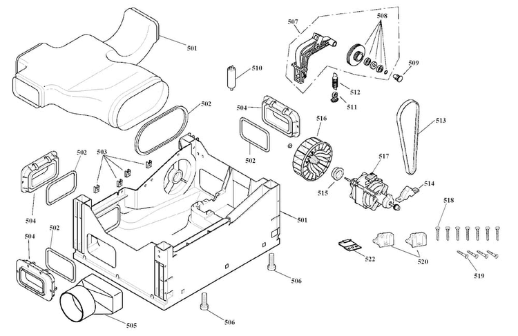 Base Assy Diagram and Parts List for WTA3510UC 13 Bosch Dryer