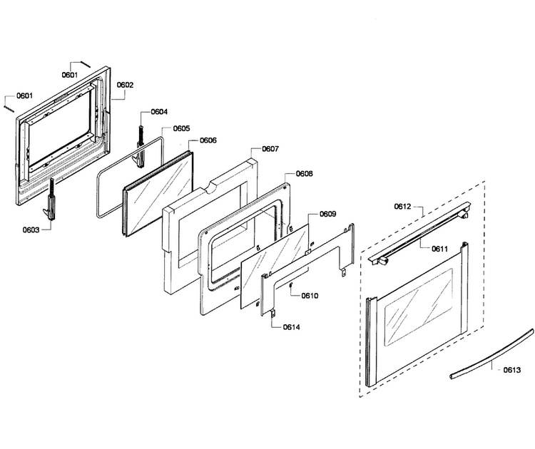Door Assy Diagram and Parts List for HGS7282UC 04 Bosch Range