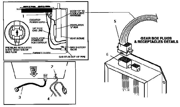Gear Box Plug Diagram and Parts List for SGSCV36GS  Thermador Cooktop