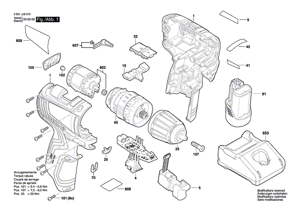 Bosch 3601jj9010 Diagram and Parts List for 3601JJ9010  Bosch Impact Driver
