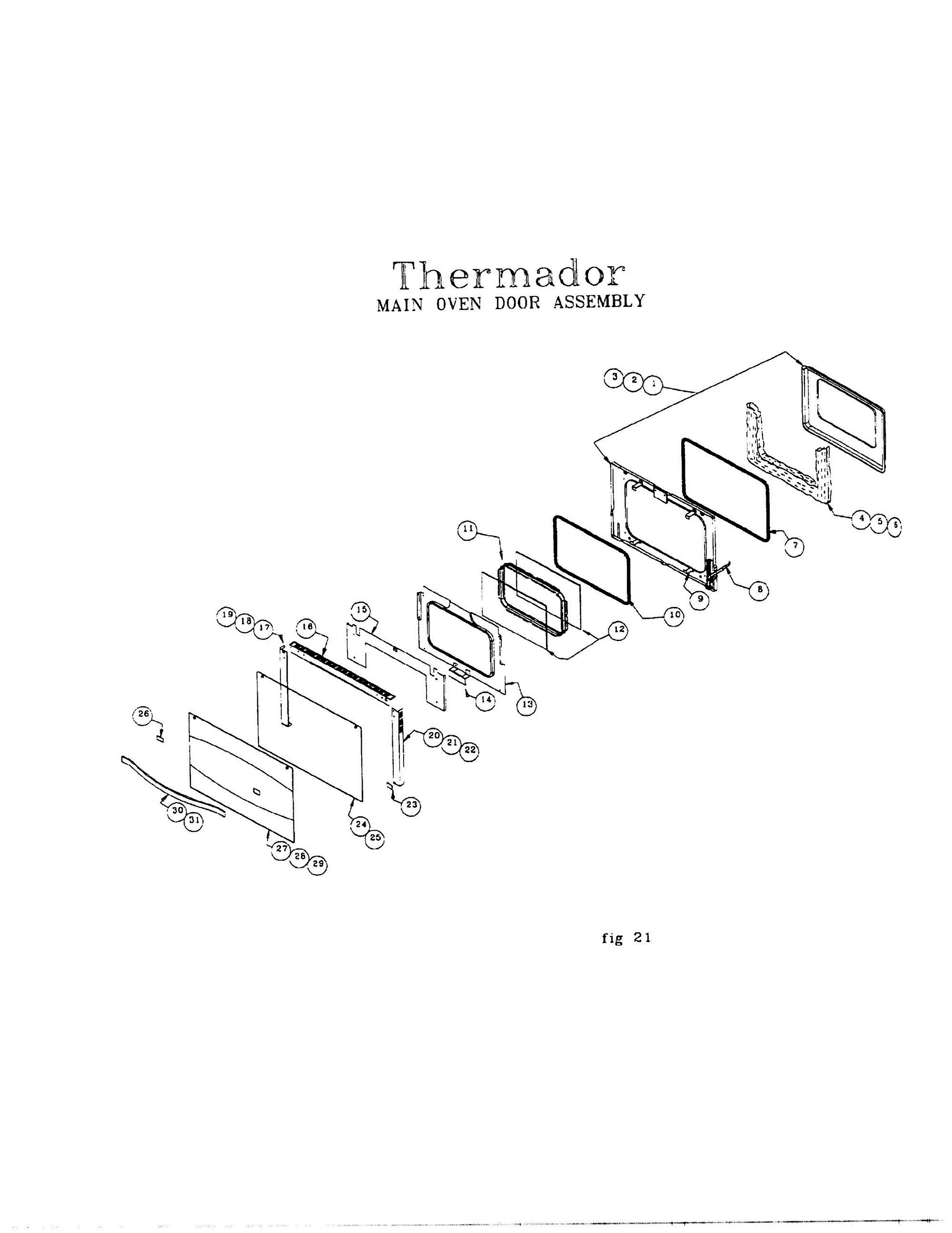 23 - MAIN OVEN DOOR Diagram and Parts List for RDDS30  Bosch Range
