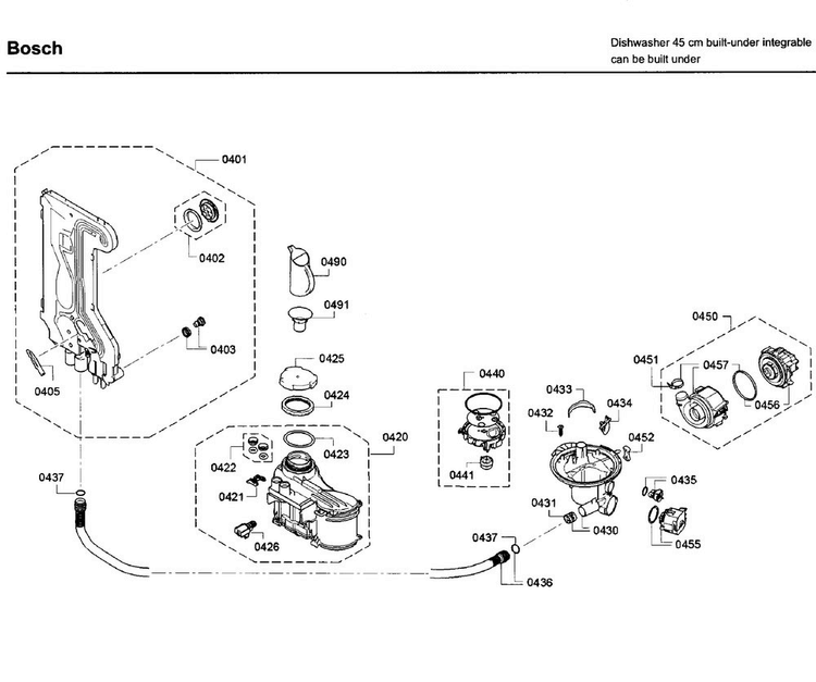 Pump Diagram and Parts List for SPX68U55UC 32 Bosch Dishwasher