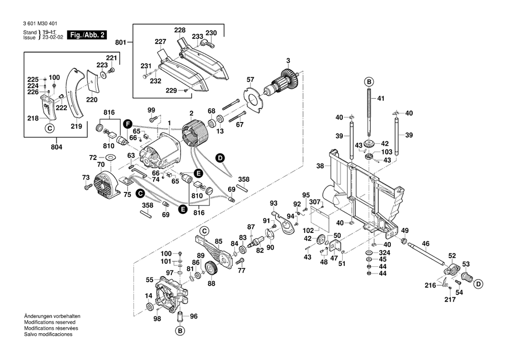 Diagram 2 Diagram and Parts List for GTS10XC 3 601 M30 431 Bosch Table Saw