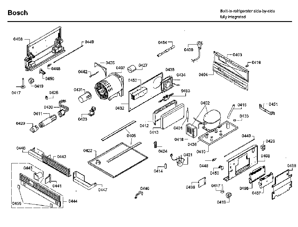 Compressor Diagram and Parts List for B18IF800SP 03 Bosch Freezer
