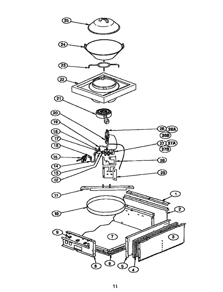 Page 11 Diagram and Parts List for GPS484WKS  Thermador Cooktop