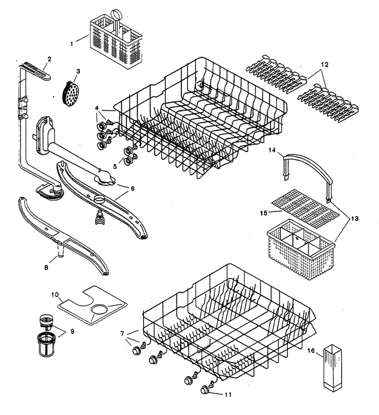 Racks Diagram and Parts List for SHU3307UC 12 Bosch Dishwasher