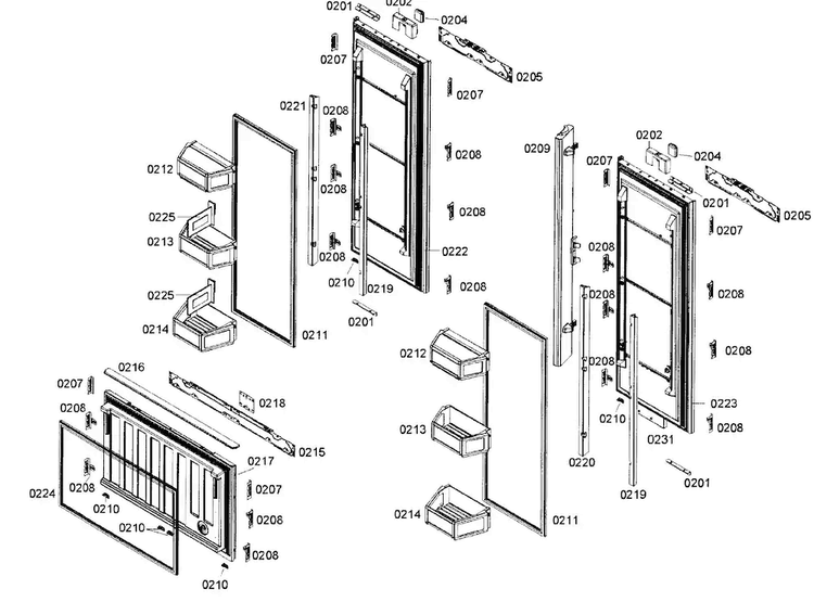 Door Assy Diagram and Parts List for T36IT71NNP 30 Thermador Refrigerator
