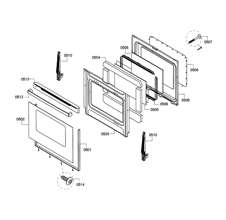Door Diagram and Parts List for HGS3023UC 08 Bosch Range