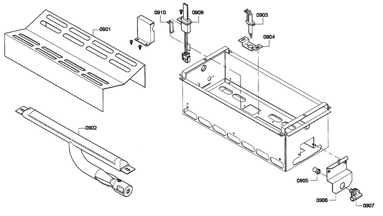 Oven Burner Diagram and Parts List for PRL486EDPG01  Thermador Range