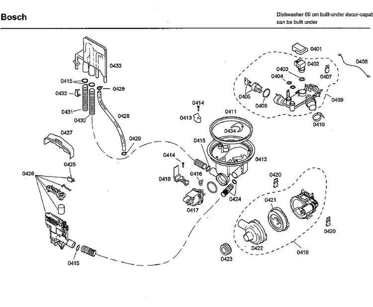 Pump Diagram and Parts List for SHU33A02UC 40 Bosch Dishwasher