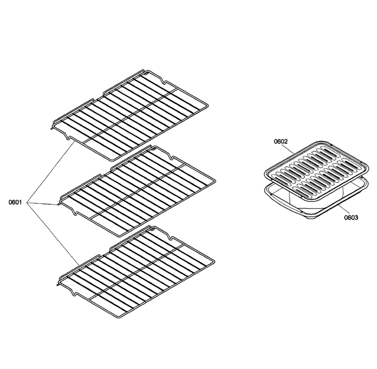 Shelfs Diagram and Parts List for HBL3450UC 03 Bosch Wall Oven