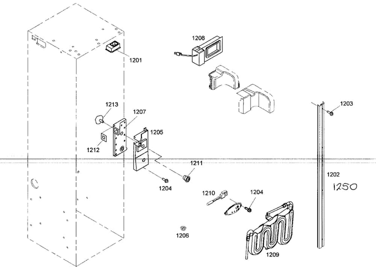Senser Diagram and Parts List for KBUDT4855E 01 Thermador Refrigerator