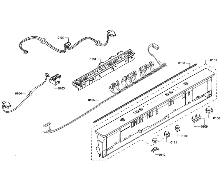Control Panel Diagram and Parts List for SHX3AR72UC 08 Bosch Dishwasher