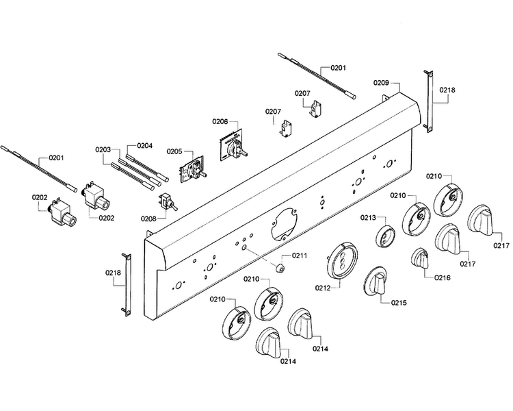 Front Panel Diagram and Parts List for PRD304GHC 08 Thermador Range