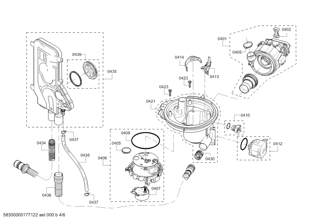 Diagram 4 Diagram and Parts List for SHE68TL5UC 07 Bosch Dishwasher