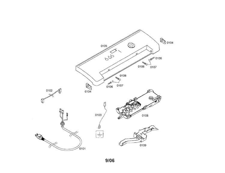 Facia Panel Diagram and Parts List for WTMC3521UC 03 Bosch Dryer