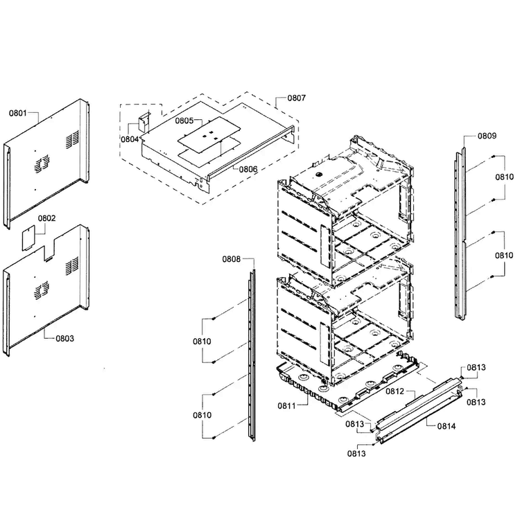 Cabinet Diagram and Parts List for HBL5660UC 09 Bosch Wall Oven