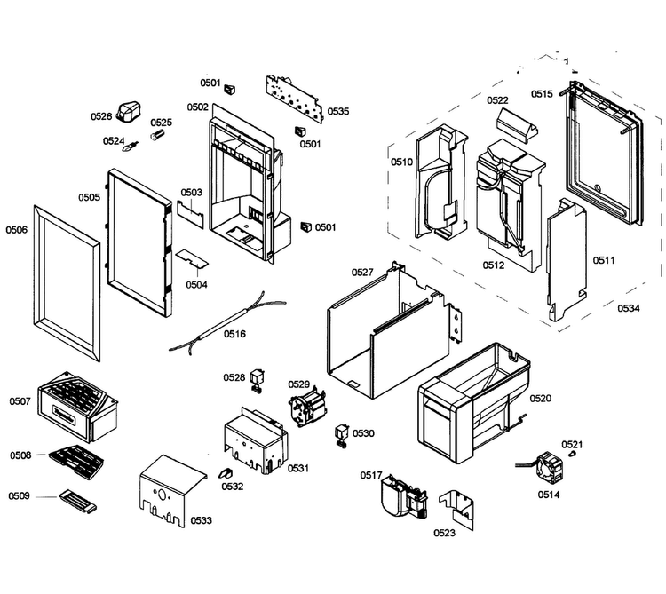 Dispenser Diagram and Parts List for T24ID80NLP 39 Thermador Freezer
