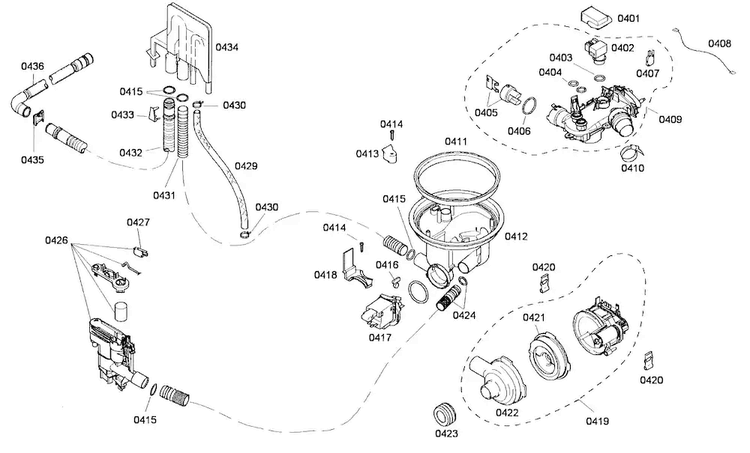 Pump Assy Diagram and Parts List for SHE68P06UC 53 Bosch Dishwasher