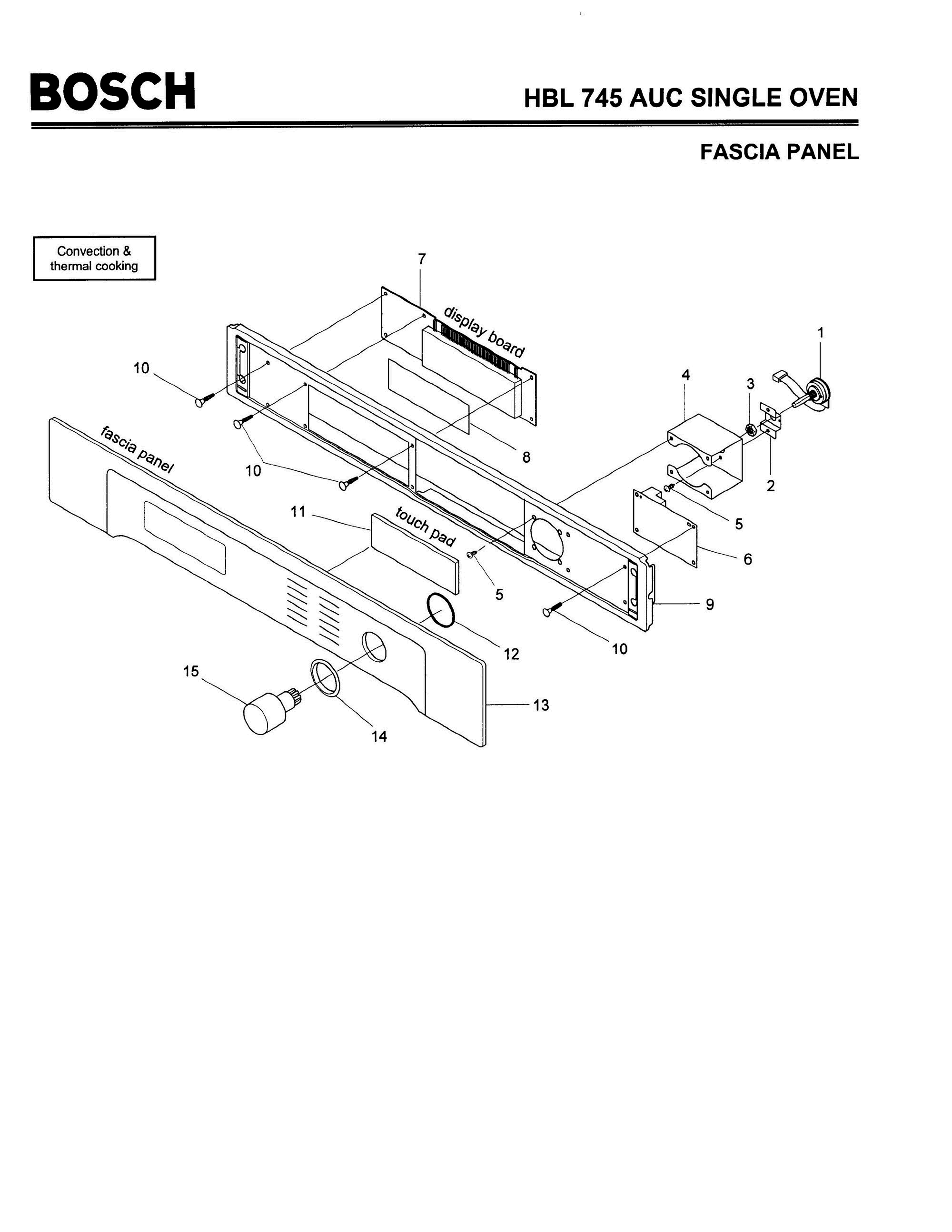 04 - FASCIA PANEL Diagram and Parts List for HBL745AUC(FD8207-)  Bosch Wall Oven