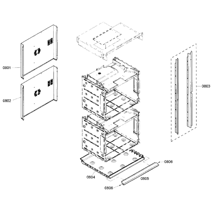 Cabinet Parts Diagram and Parts List for HBL5650UC 04 Bosch Wall Oven