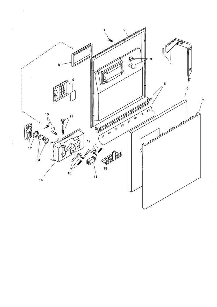 Door Assembly Diagram and Parts List for SHU4002UC 06 Bosch Dishwasher
