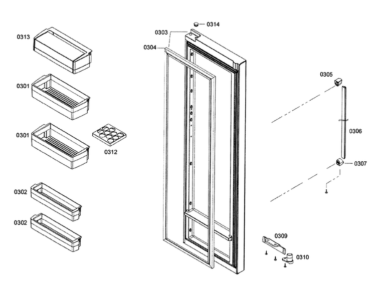 Door 2 Diagram and Parts List for B22CS30SNI 01 Bosch Refrigerator