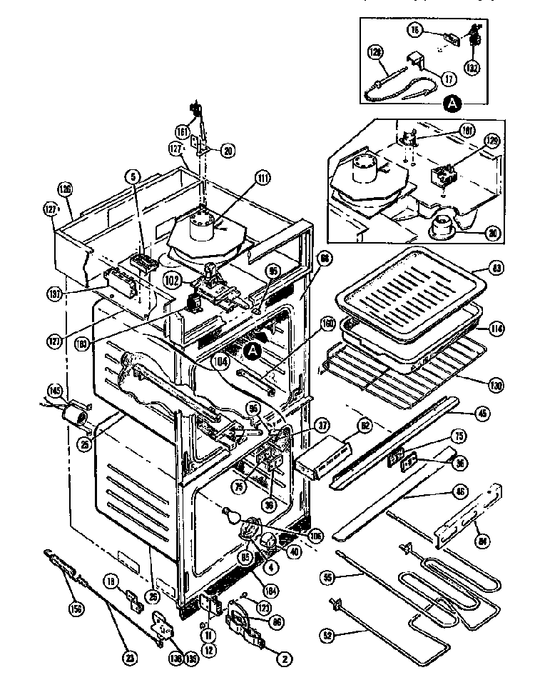 Oven Lining Diagram and Parts List for MSC39  Thermador Range