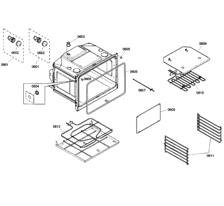 Non-conv-oven Diagram and Parts List for HBL5650UC 04 Bosch Wall Oven