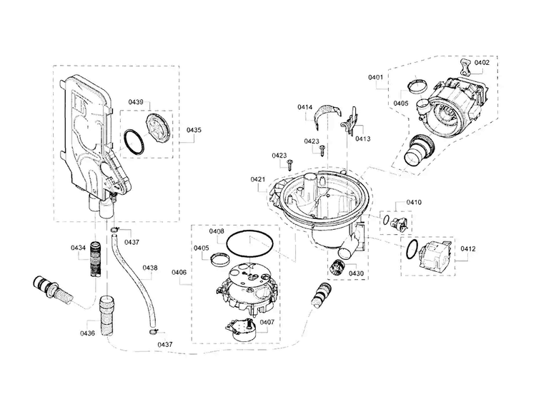 Pump Diagram and Parts List for SHX53T55UC 02 Bosch Dishwasher