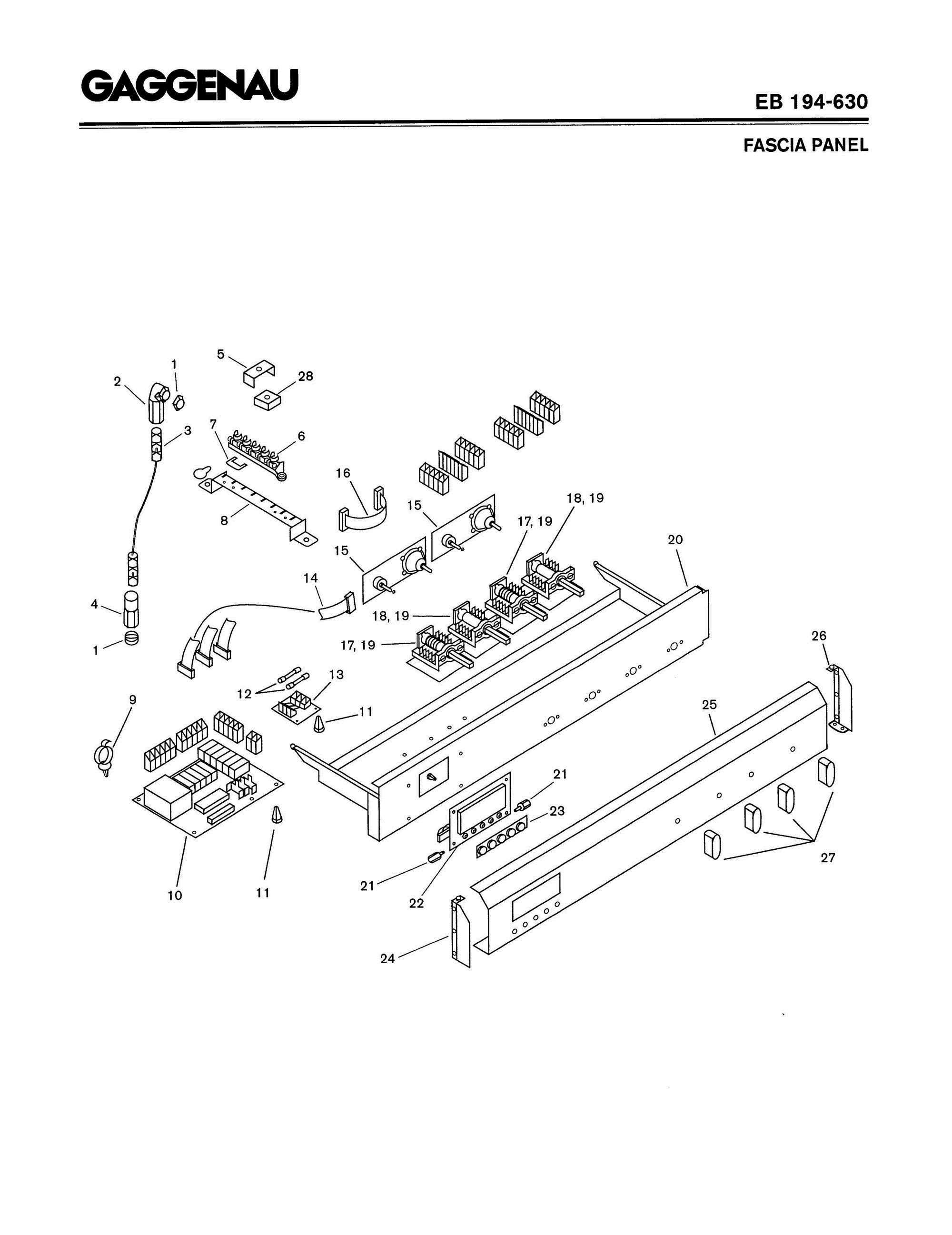 04 - FASCIA PANEL Diagram and Parts List for EB194-630  Bosch Range
