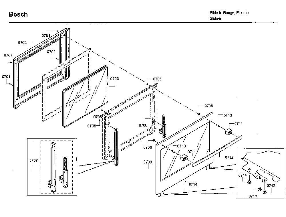 Door Diagram and Parts List for HIIP054U 05 Bosch Range