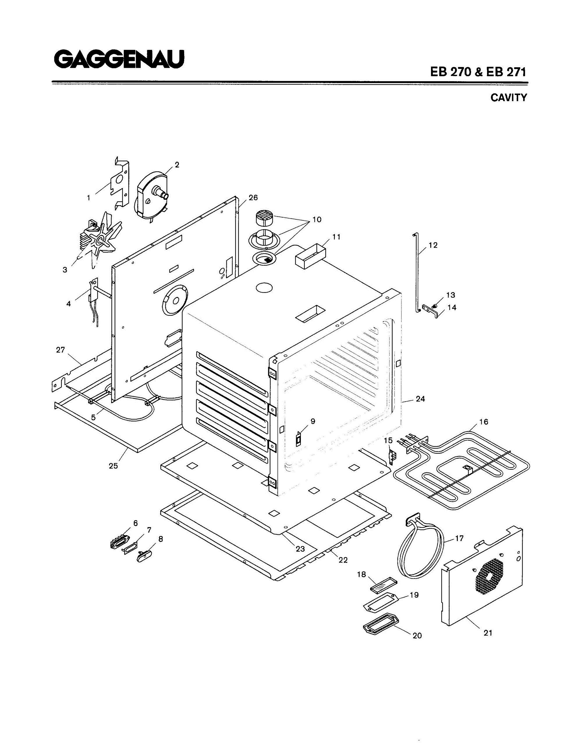 02 - CAVITY Diagram and Parts List for EB270-630  Bosch Range