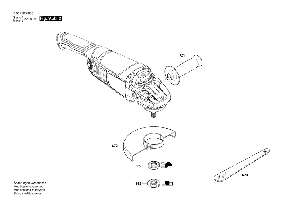 Diagram 2 Diagram and Parts List for GWS2200P 3 601 HF4 100 Bosch Angle Grinder