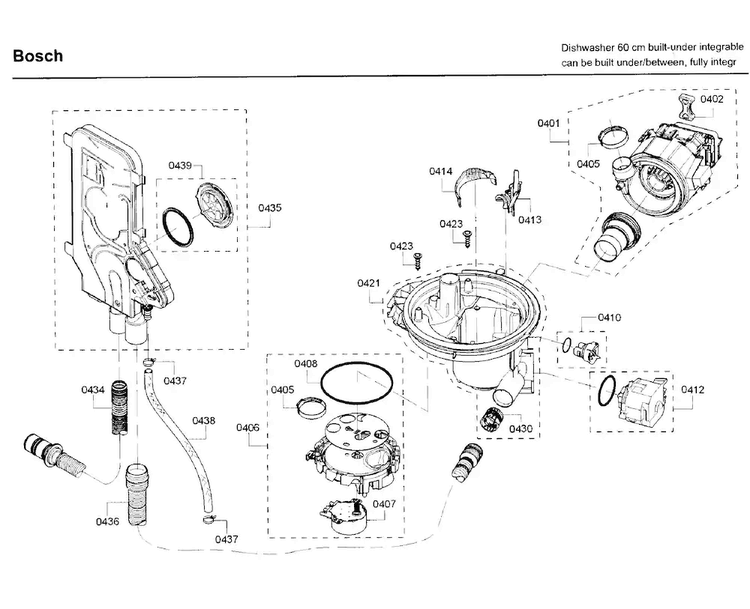 Pump Asy Diagram and Parts List for SHV68TL3UC 01 Bosch Dishwasher